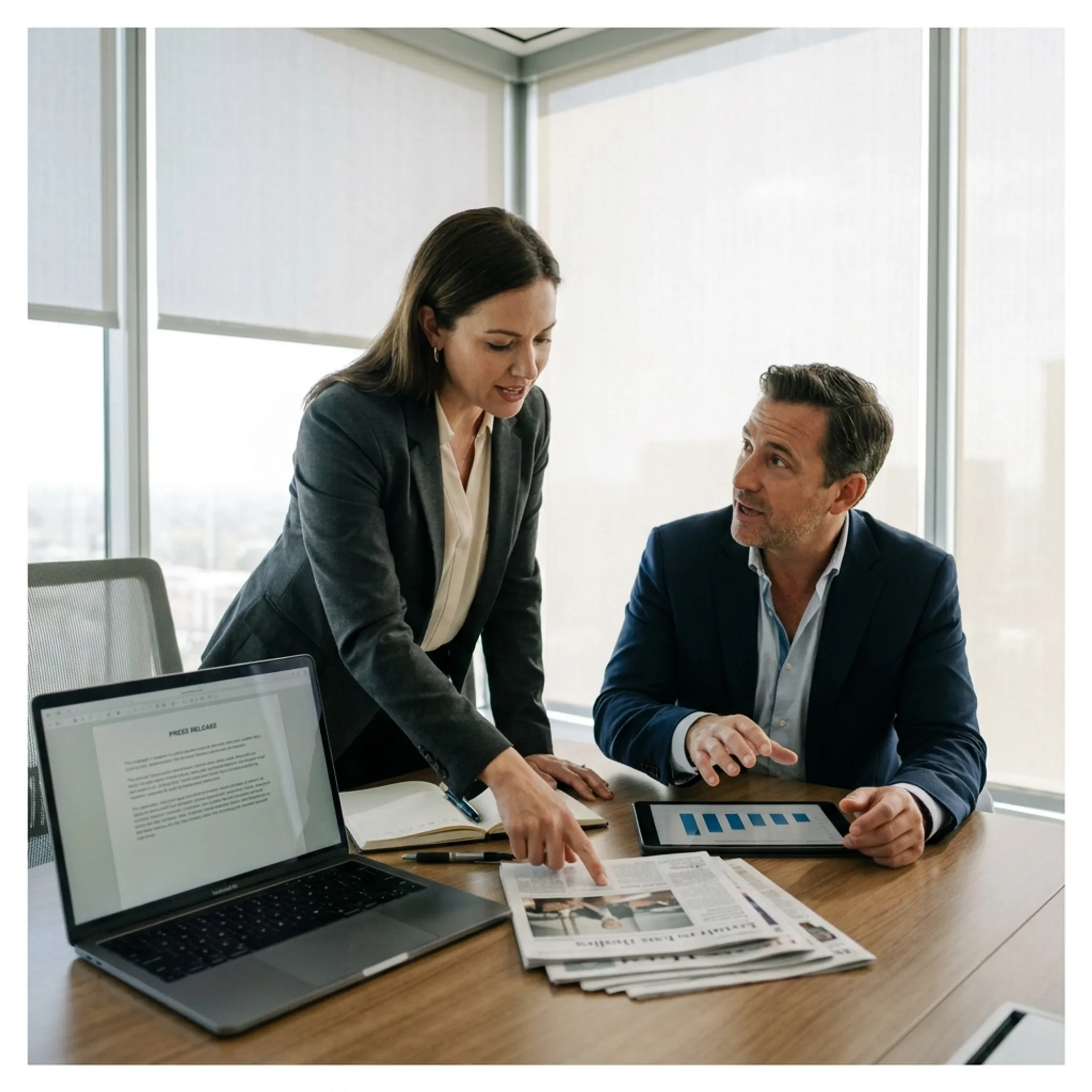 B2B marketing advisors developing a corporate communications strategy