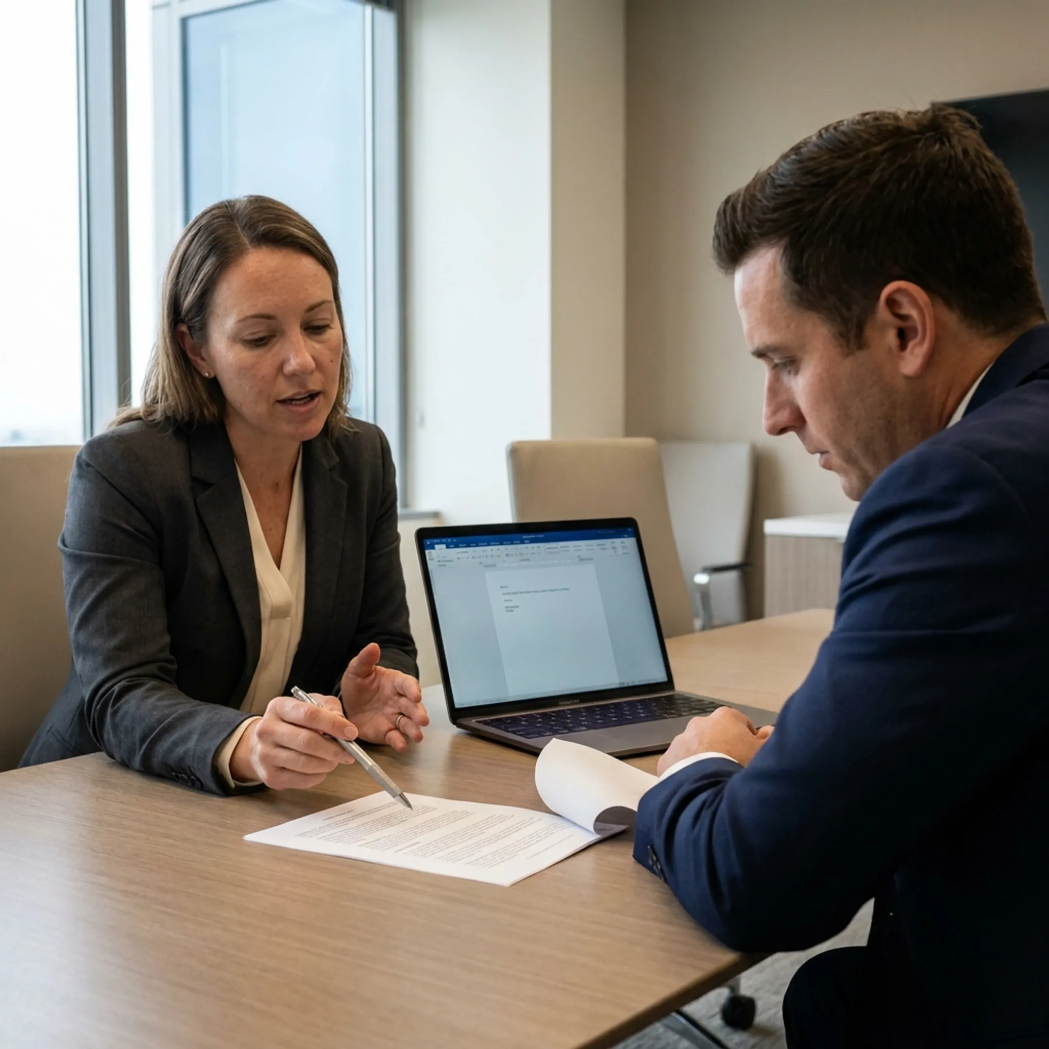Advisor reviewing executive messaging strategy