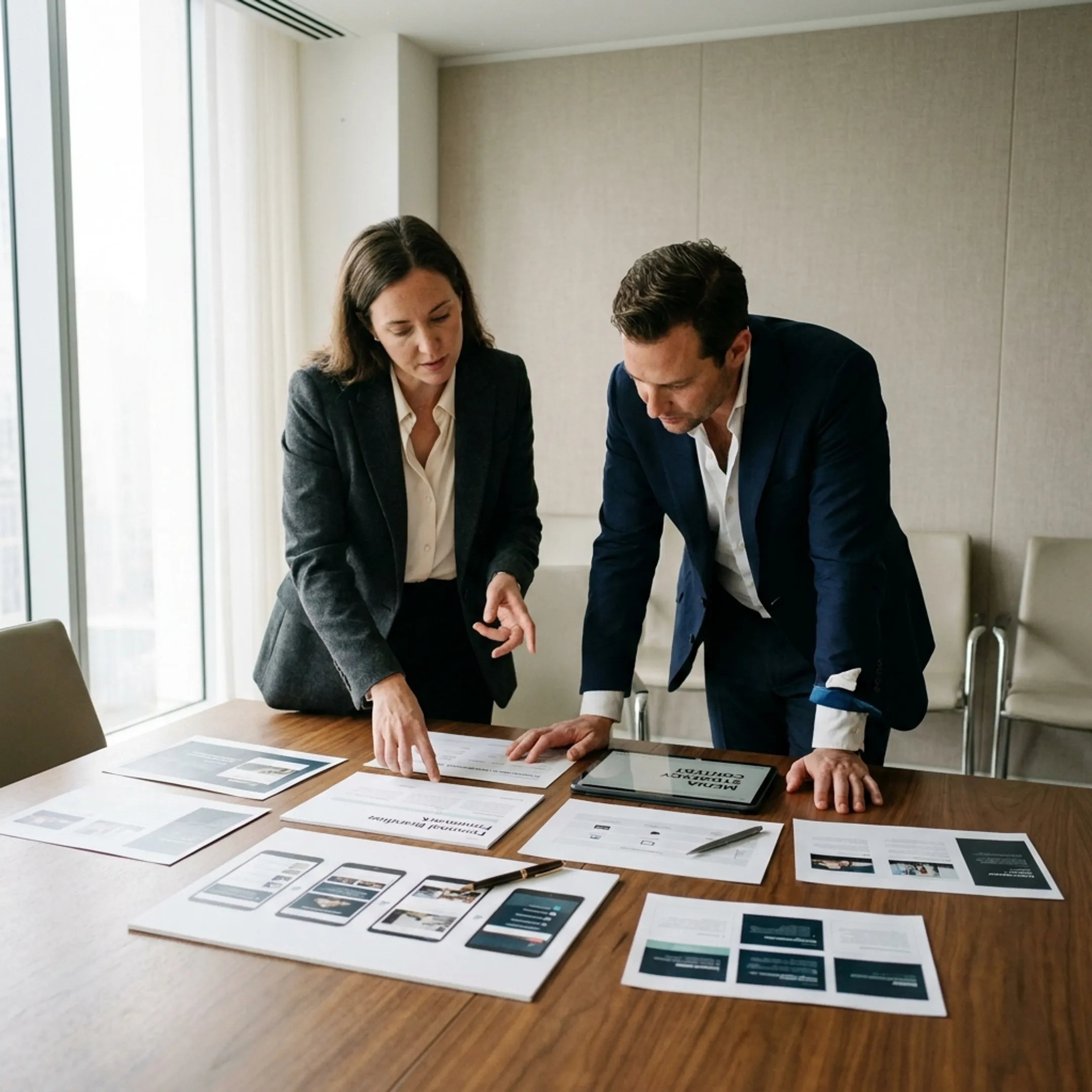 Executive reviewing a personal branding communications plan