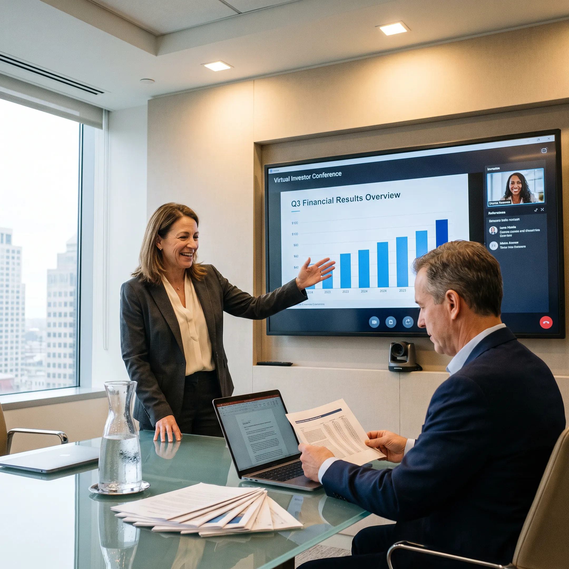 Virtual investor conference with executives presenting to financial stakeholders