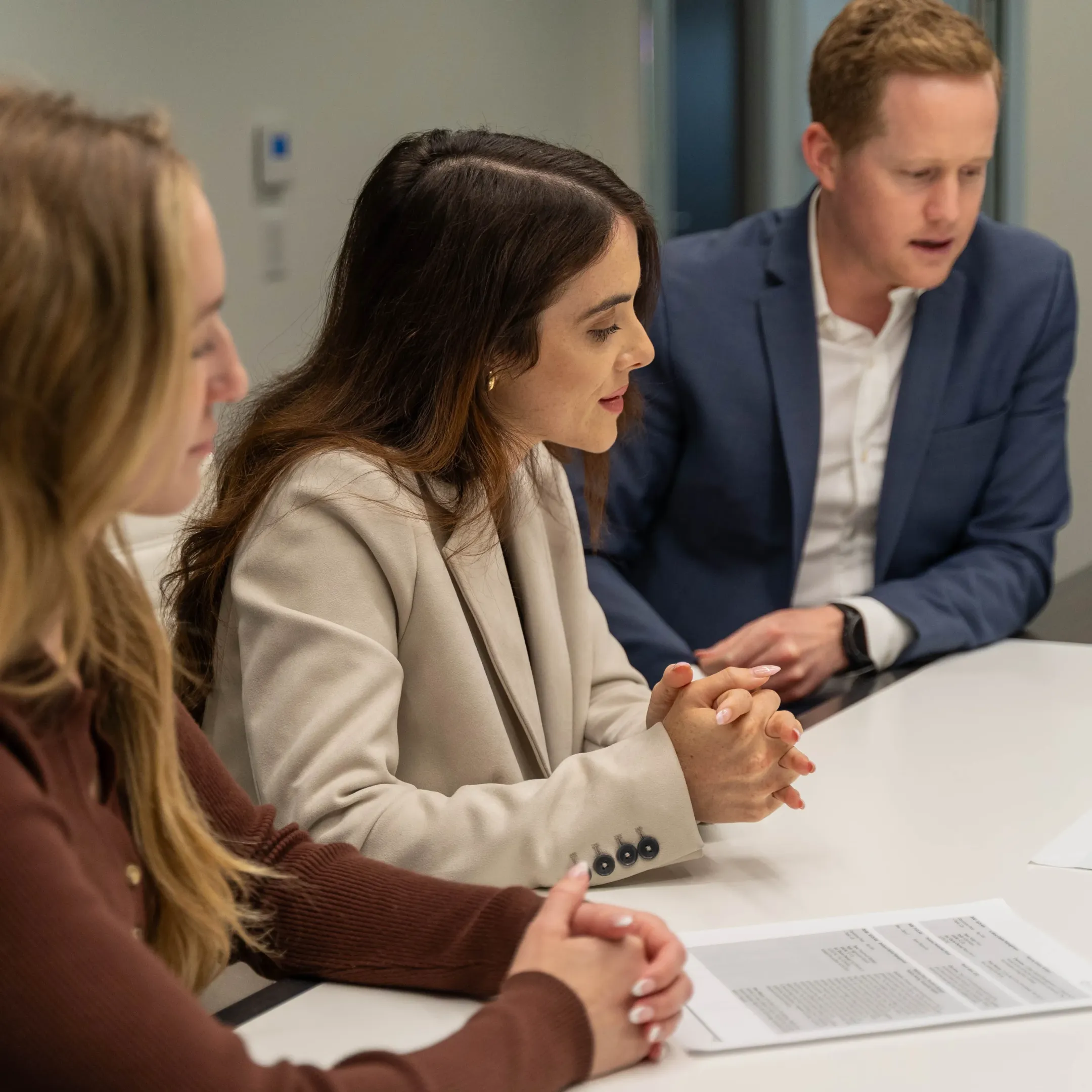 Executives discussing a strategic communications plan