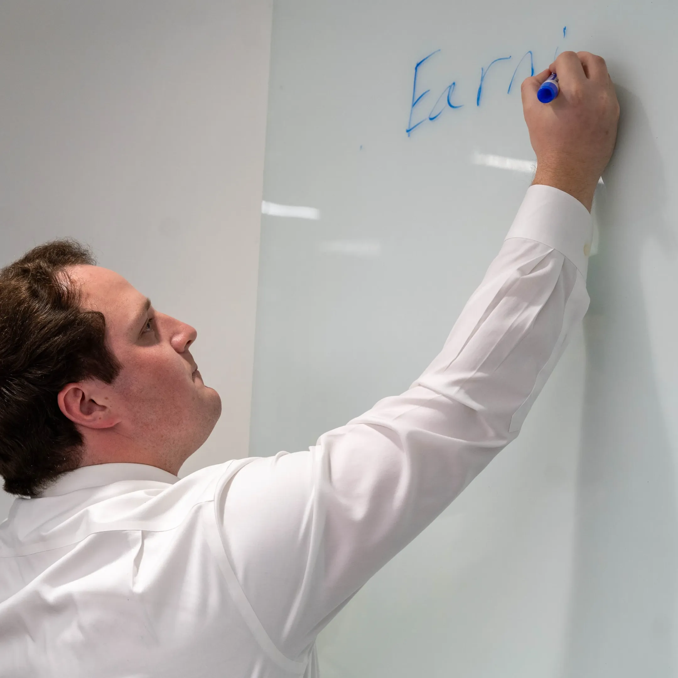 Executive preparing a corporate communications plan