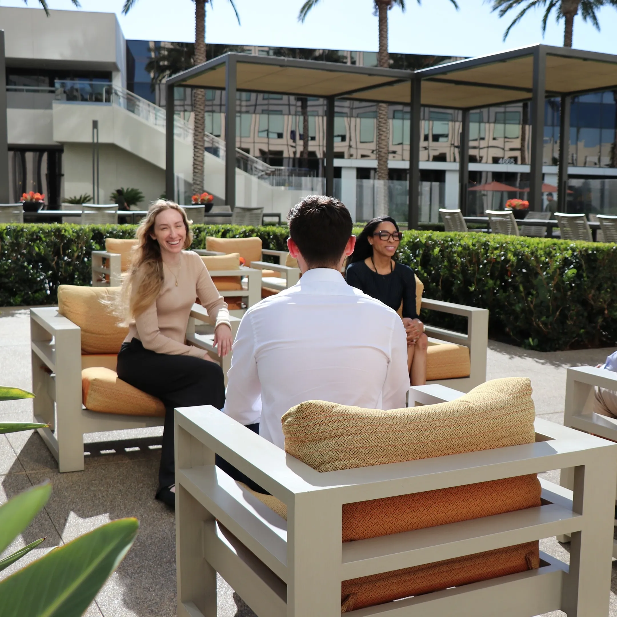 Consultants collaborating with business leaders on an internal communications strategy