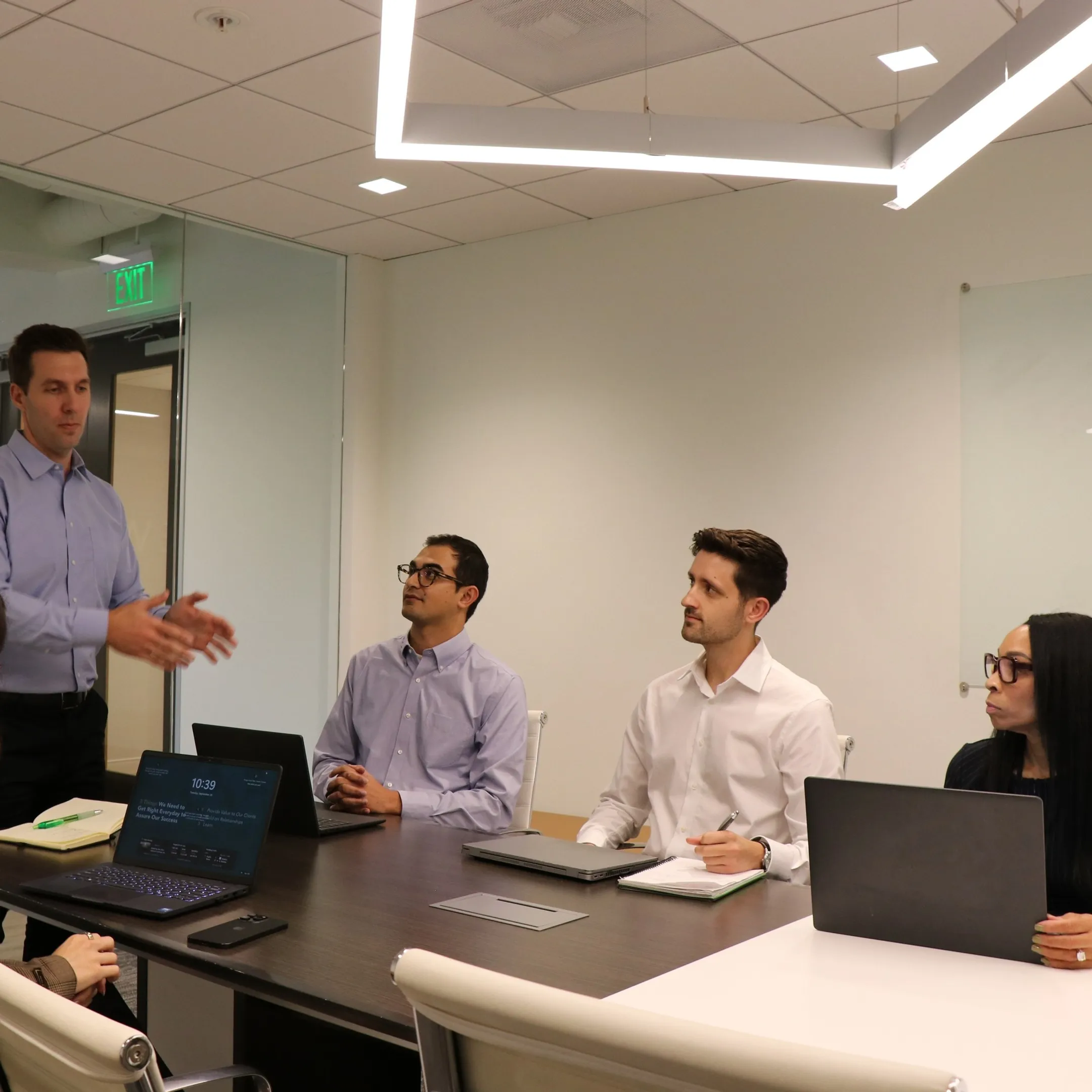 Executive presenting at an investor analyst day