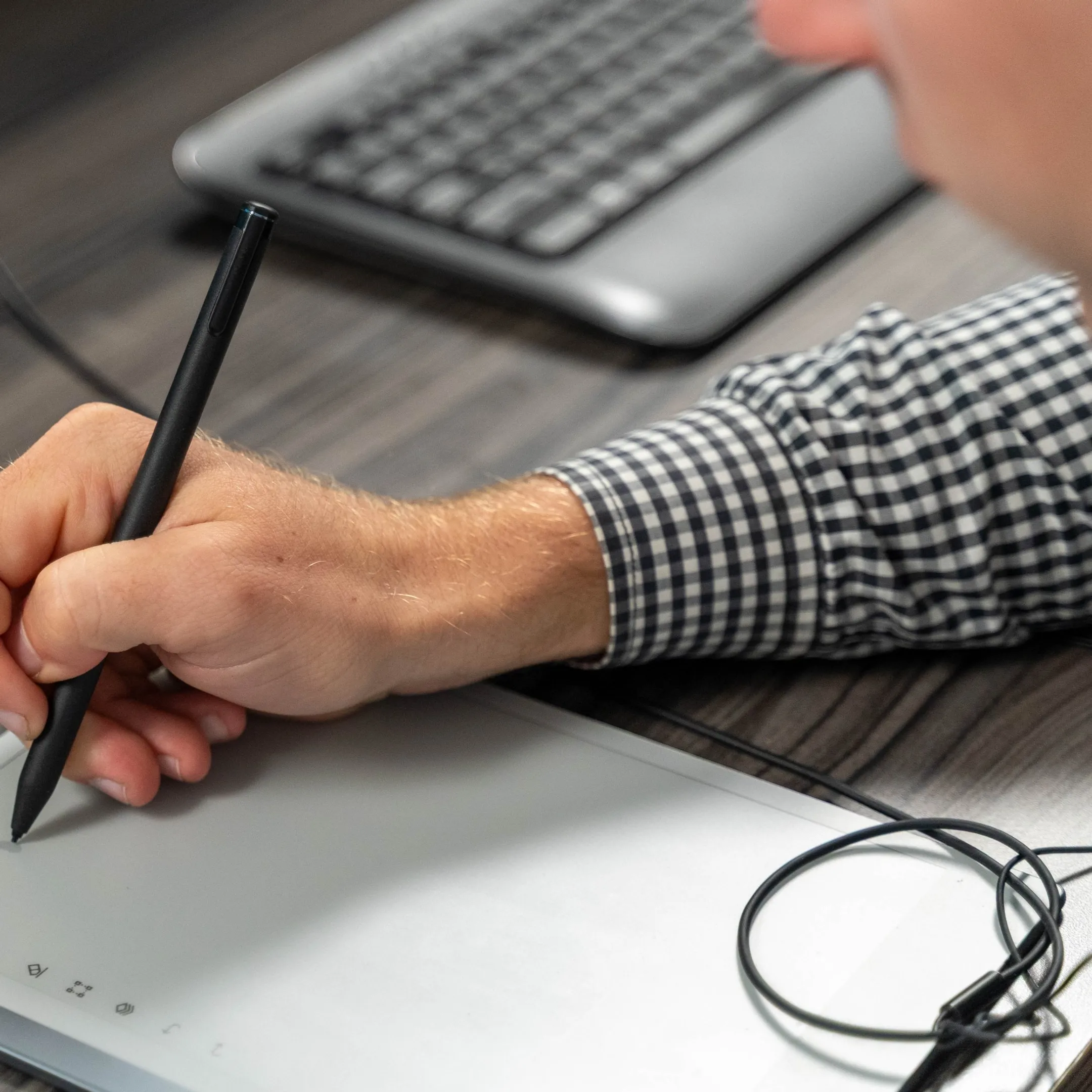 Professional creating corporate social media content