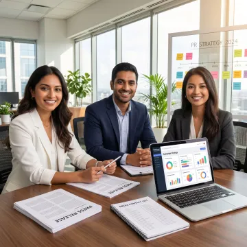 PR team preparing a press release campaign