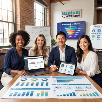 Team planning ecommerce advertising strategy