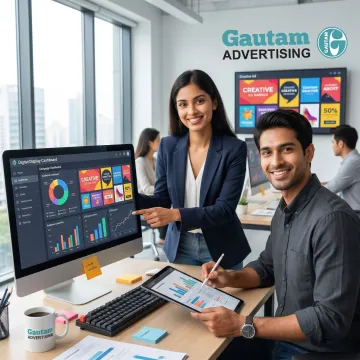 Team managing a display advertising campaign process