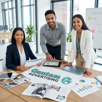 Advertising team planning a local media campaign