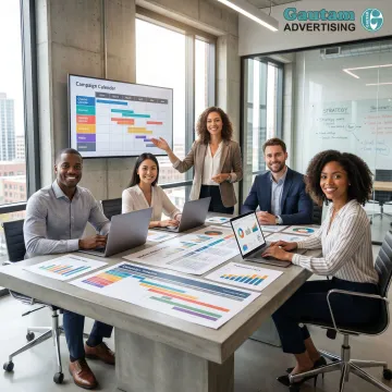 INS-accredited advertising agency media planning team