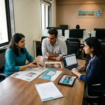 Advertising team planning jewellery media campaign