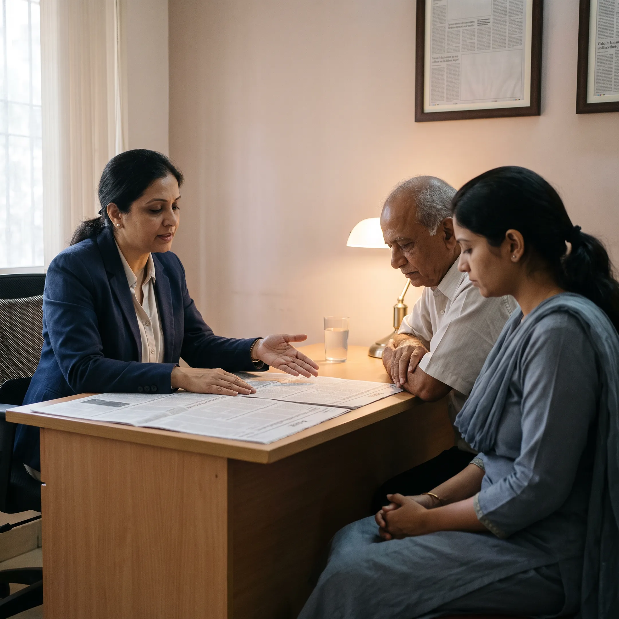 Consultant helping prepare an obituary newspaper advertisement