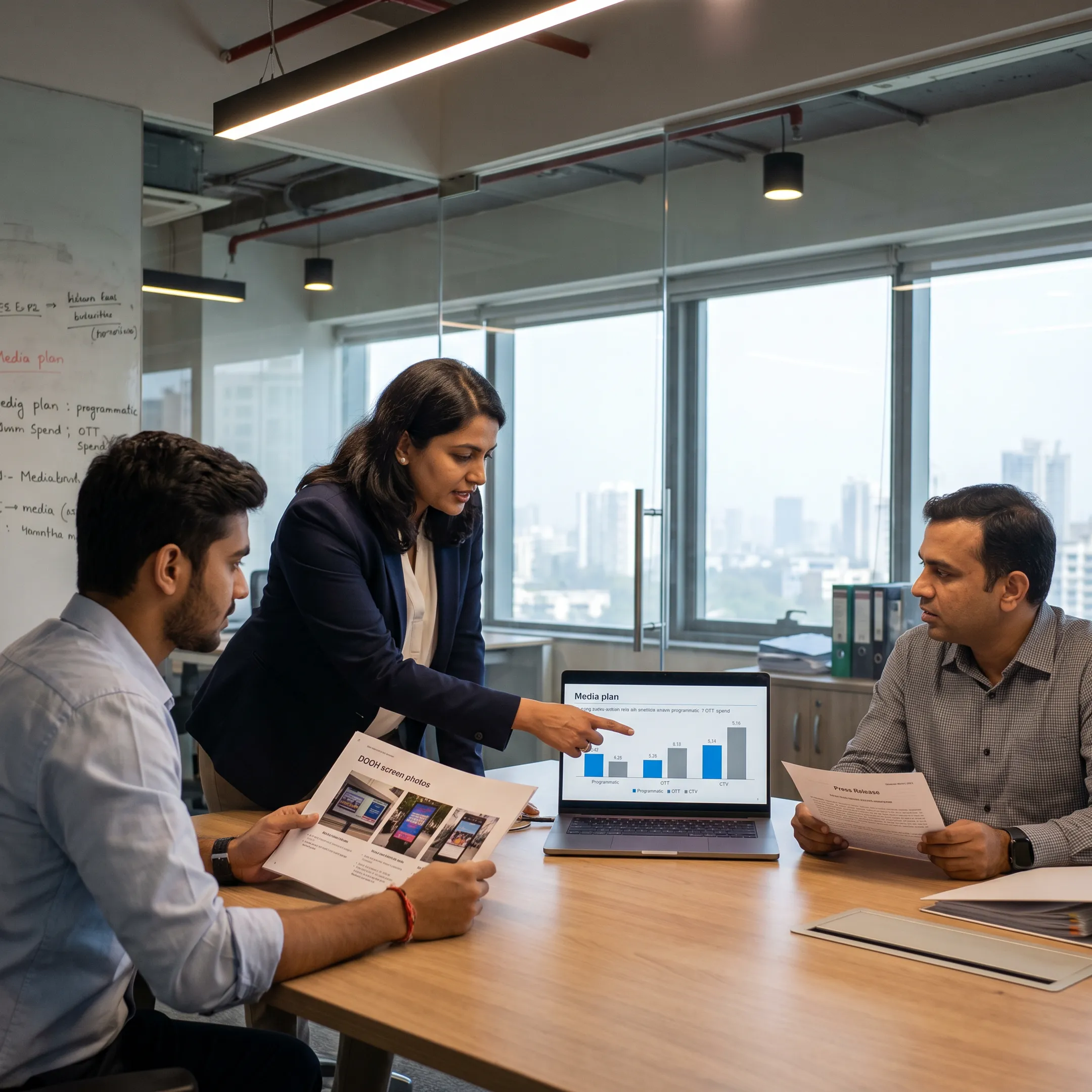Digital media buying team planning a targeted advertising campaign in Mumbai