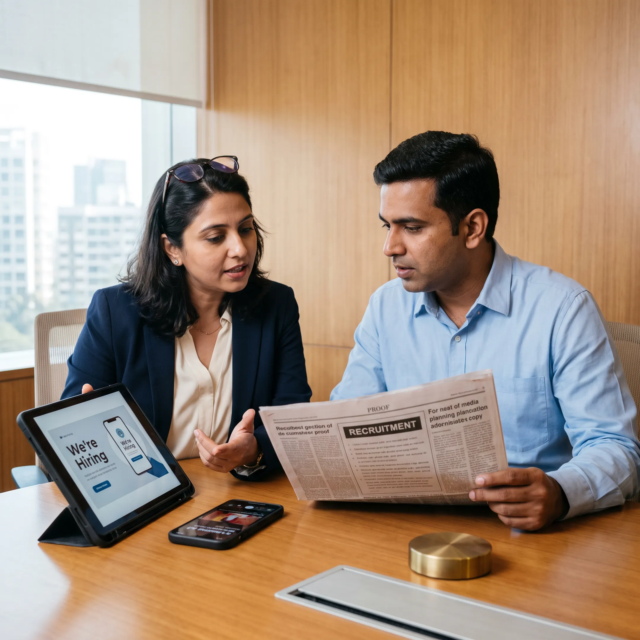 Recruitment advertisement campaign displayed across print and digital media channels