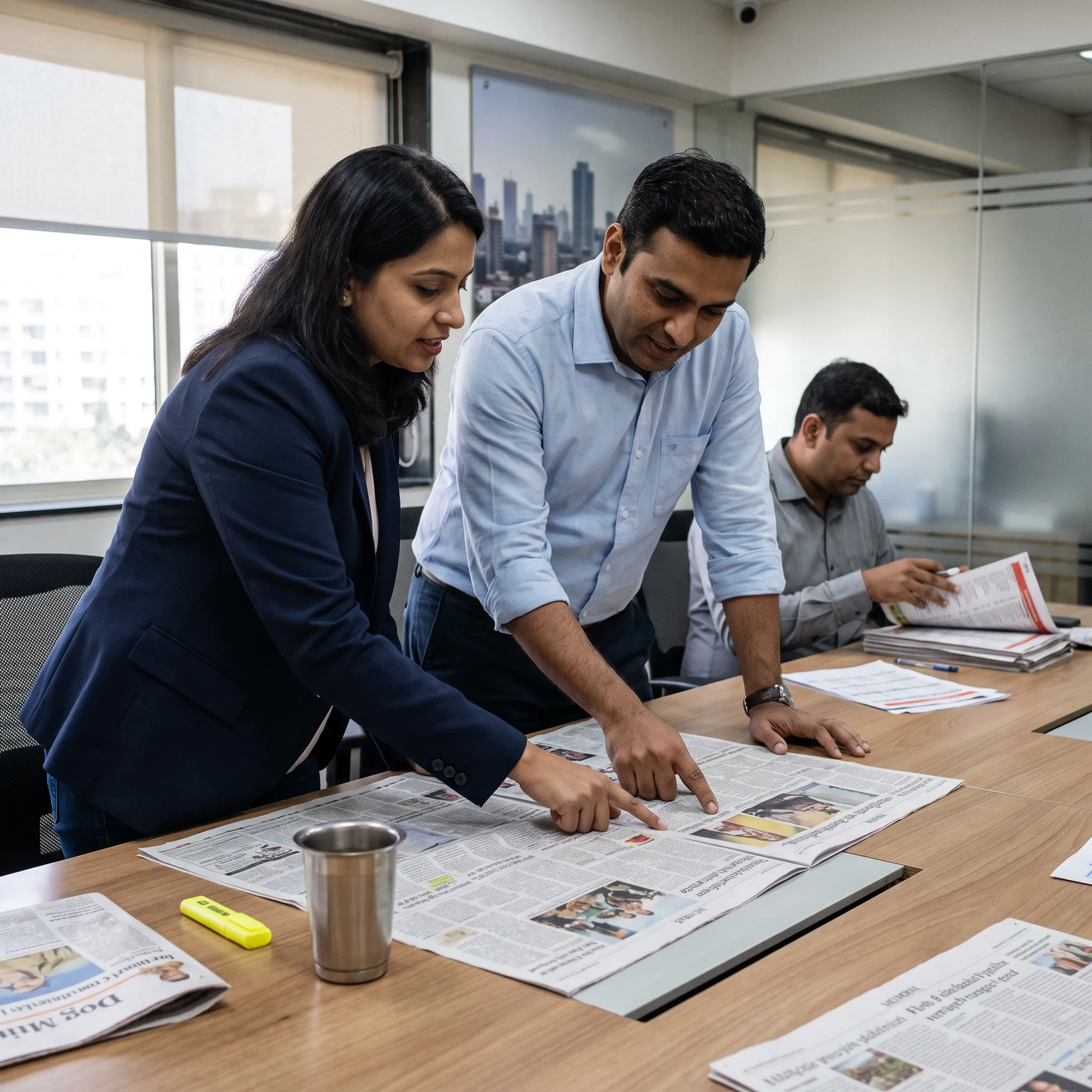 Newspaper advertising campaign being planned by a media agency in Mumbai