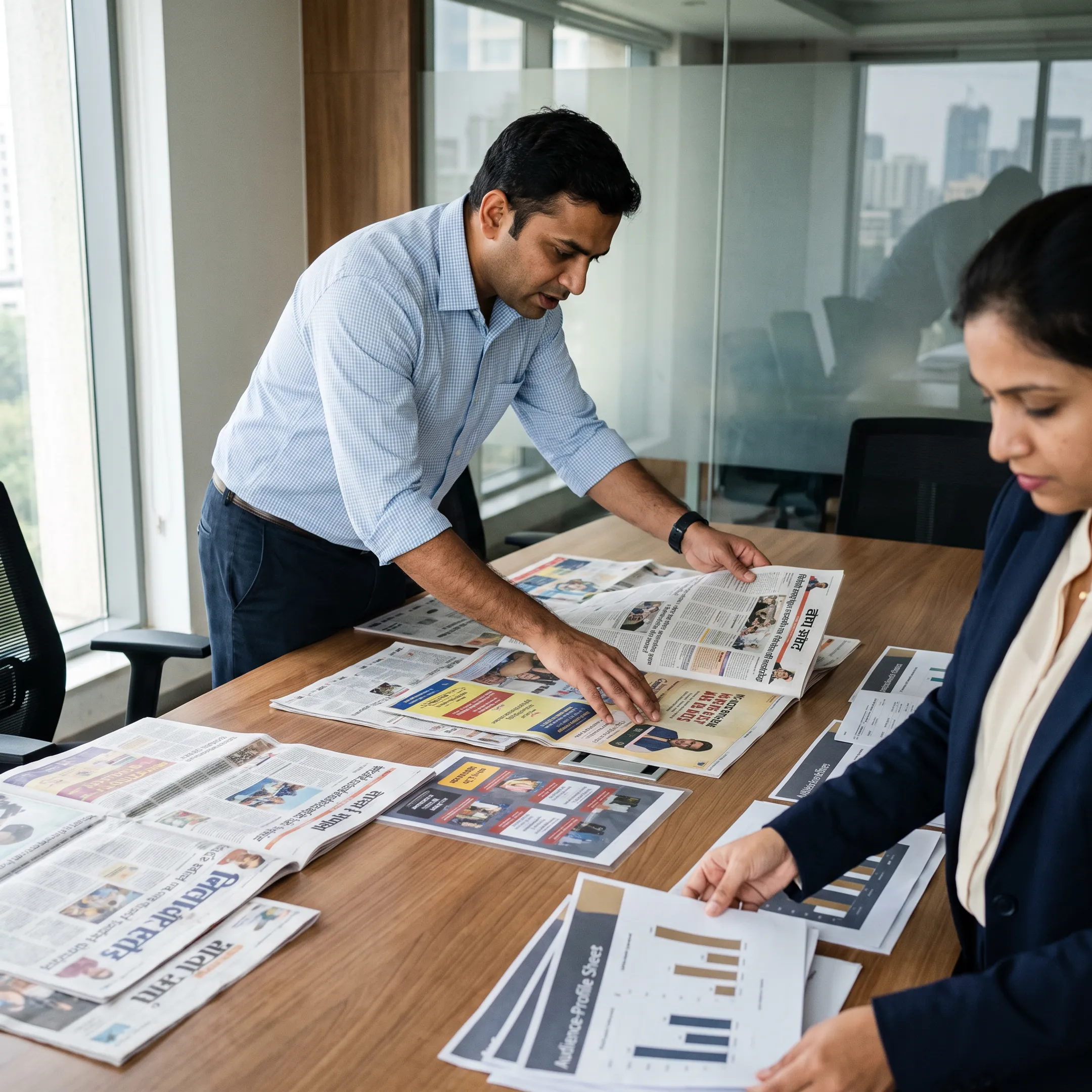 Media planner selecting newspapers for an Indian print advertising campaign