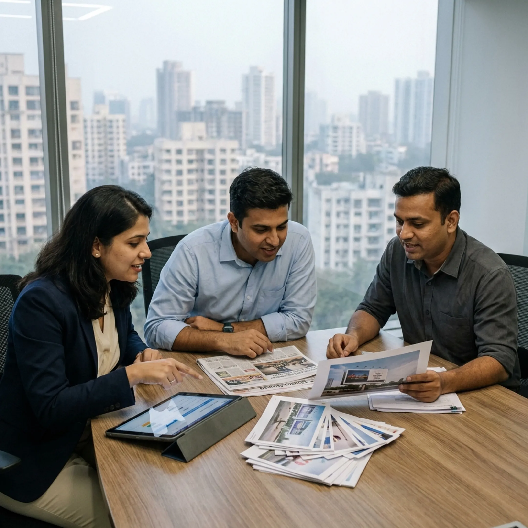 Advertising team planning a multichannel media campaign