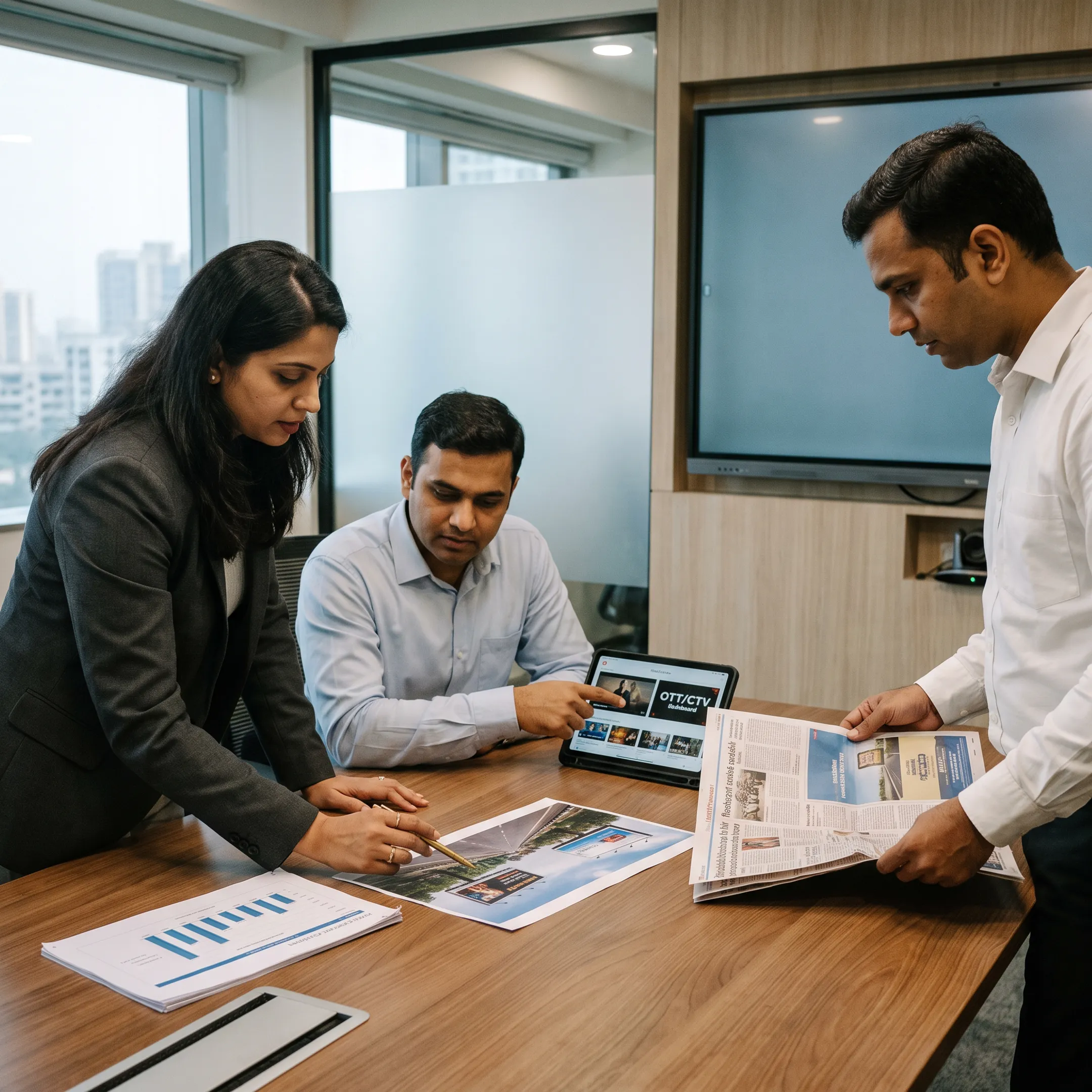 Advertising professionals planning an integrated media campaign for brands across India