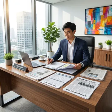 Consultant planning a legal notice ad
