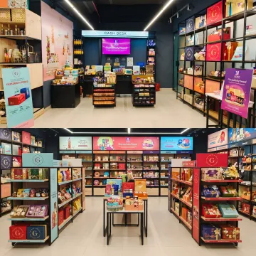 Branded retail display setup inside a store