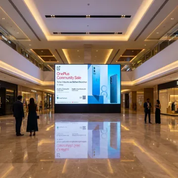 Digital LED advertising display in a commercial setting