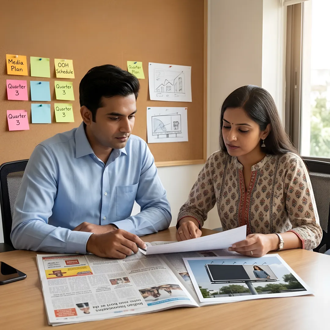 Advertising campaign planning across print and outdoor media