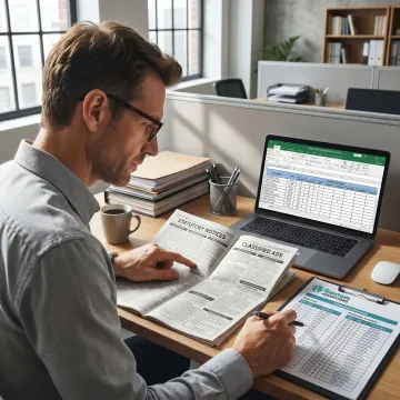 Media planner reviewing compliance ad schedule