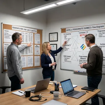 Media buying team planning a premium campaign