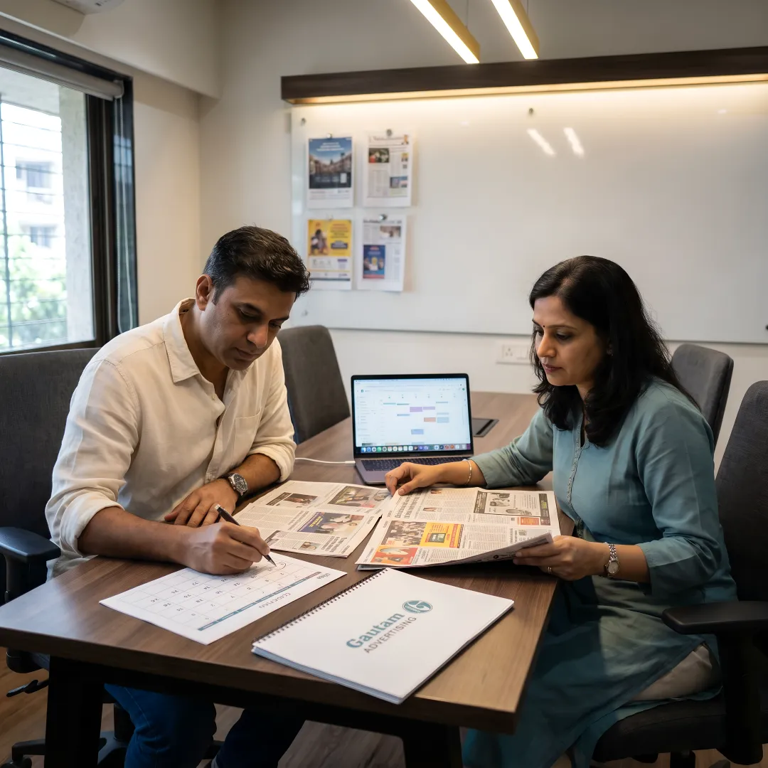 Newspaper ad booking process
