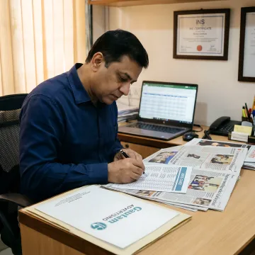 Media planner reviewing compliance ad schedule
