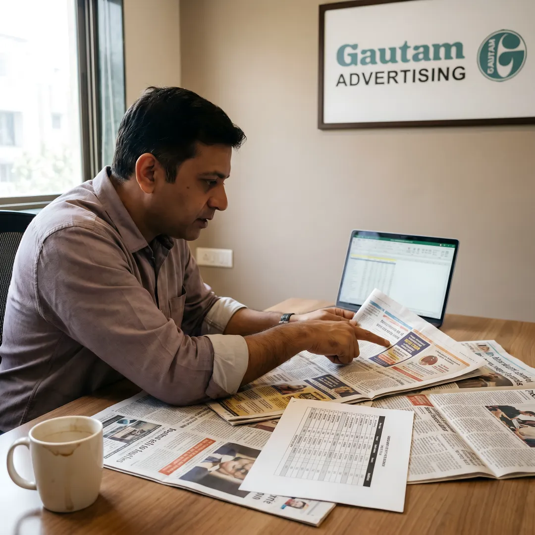 Consultant planning newspaper ad placements