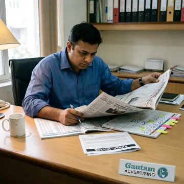 Newspaper notice booking process