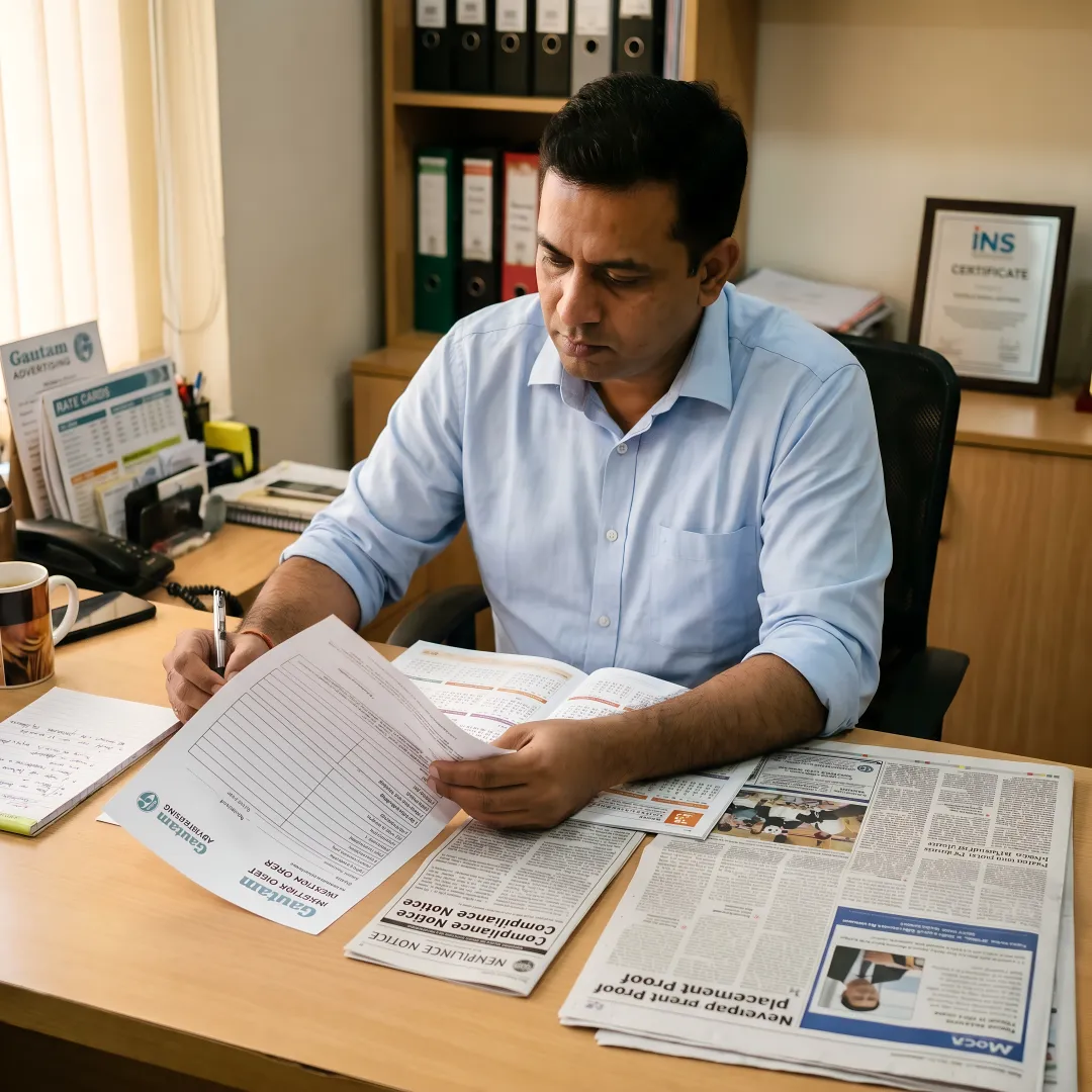 Compliance advertisement booking process