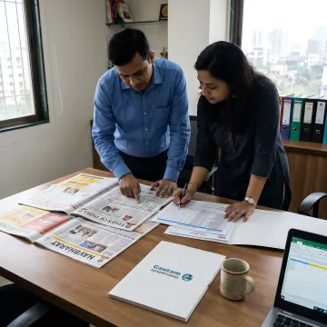 Team reviewing compliance advertisement before publication