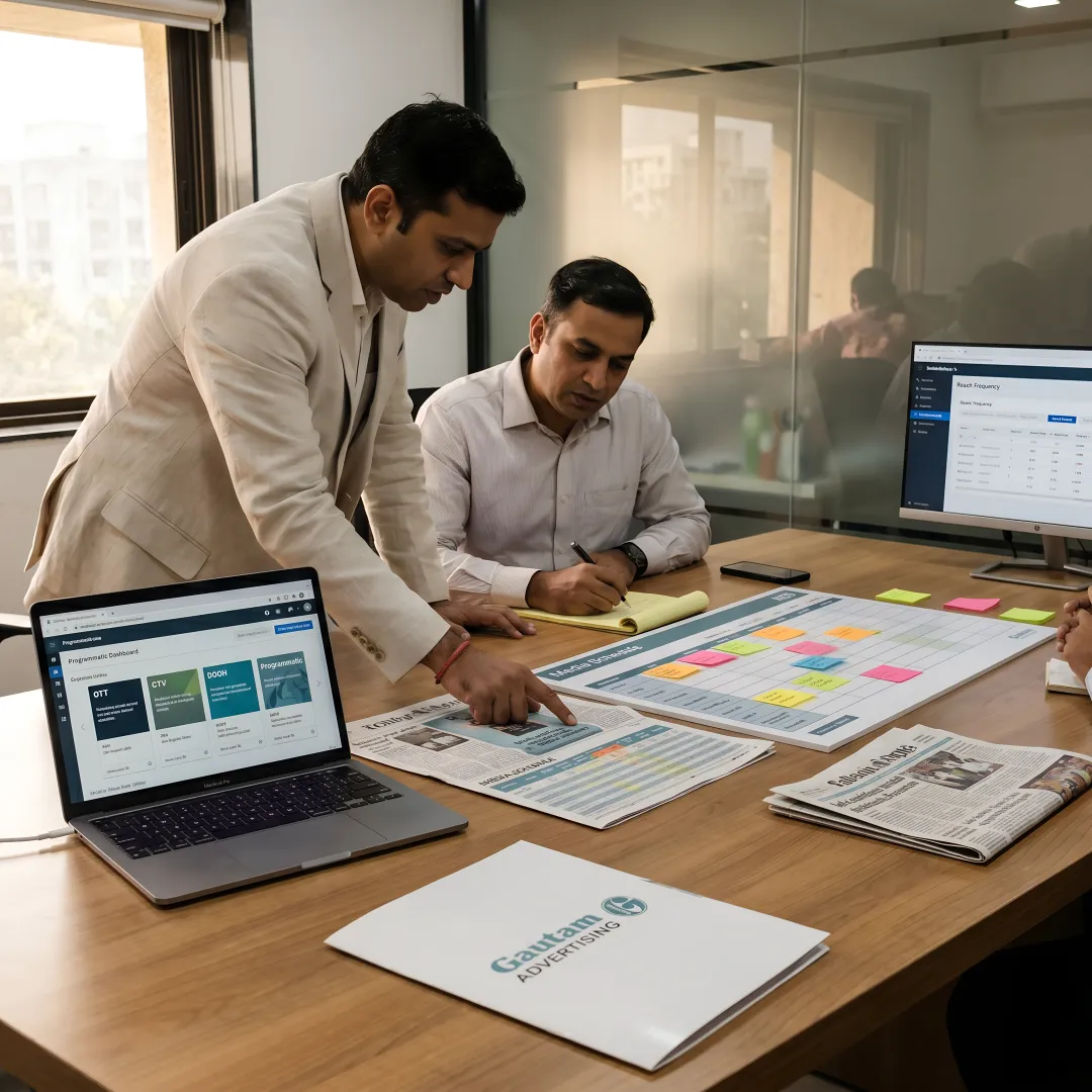 Media buying team planning a premium campaign