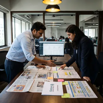 Advertising team planning retail media placements
