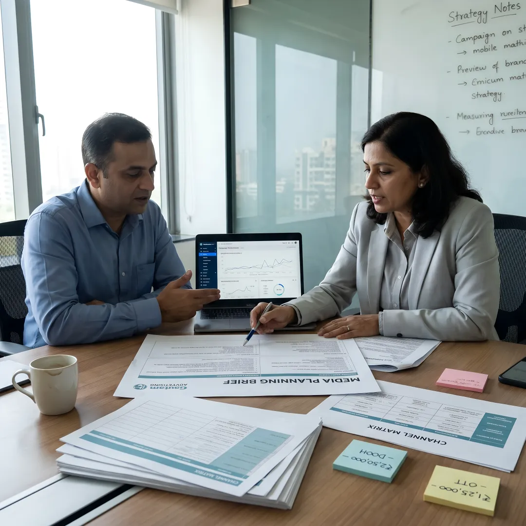 Team building a B2B media strategy