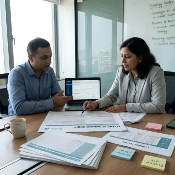 Team building a B2B media strategy