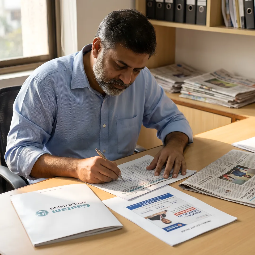 Newspaper advertising booking process