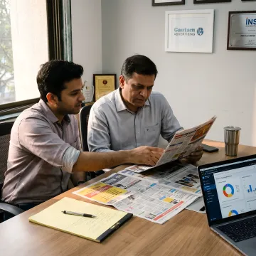Team creating recruitment ad strategy