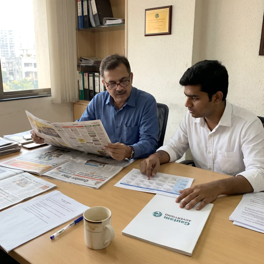 Team planning newspaper classified ad placements