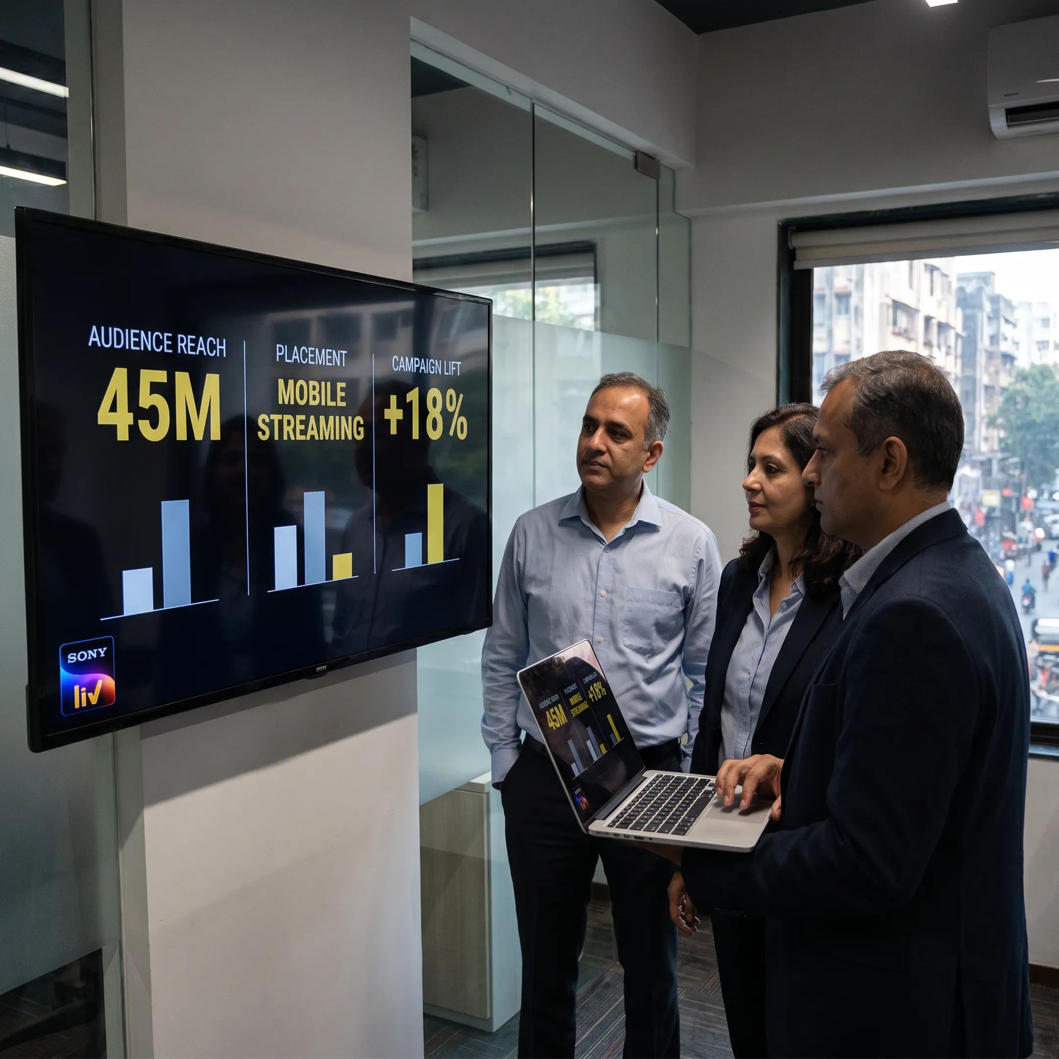 Strategists reviewing digital advertising placements and audience targeting