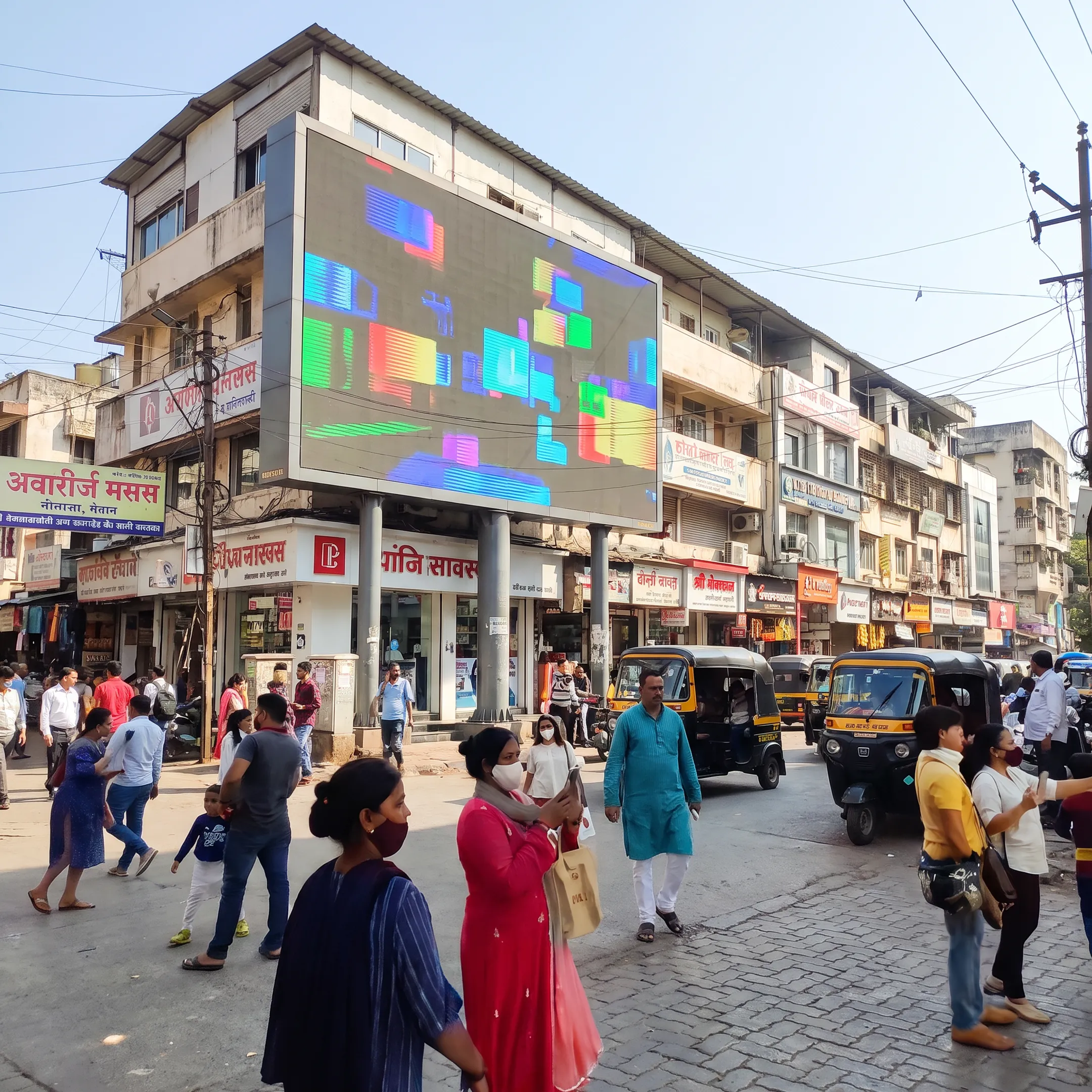 Digital outdoor advertising screen displaying dynamic campaign content