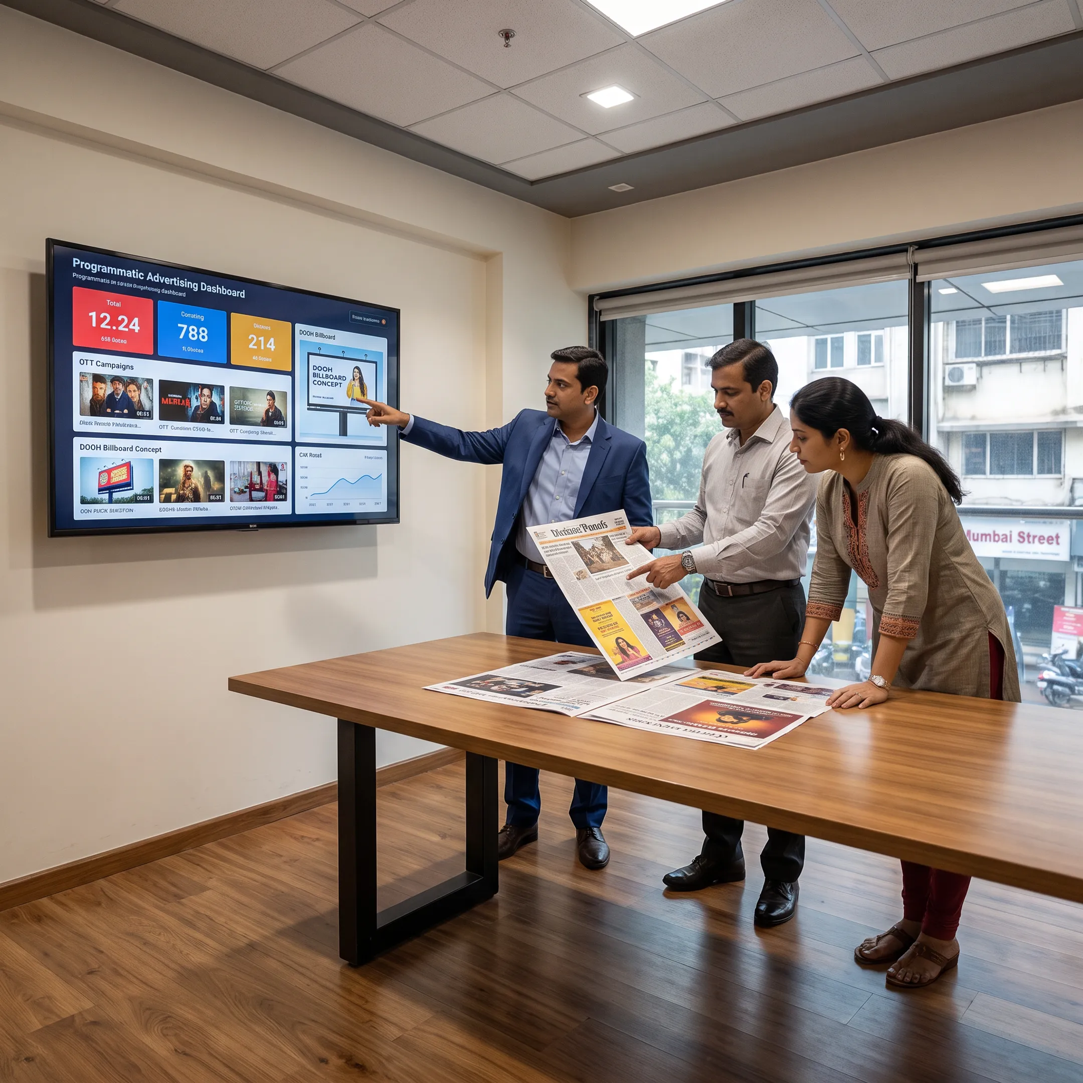 Strategists reviewing a multichannel media plan