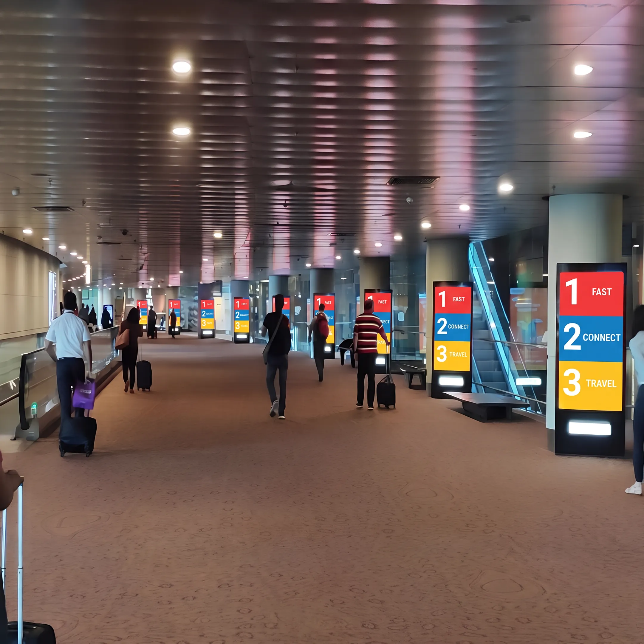 Digital outdoor advertising screens displaying a coordinated brand campaign