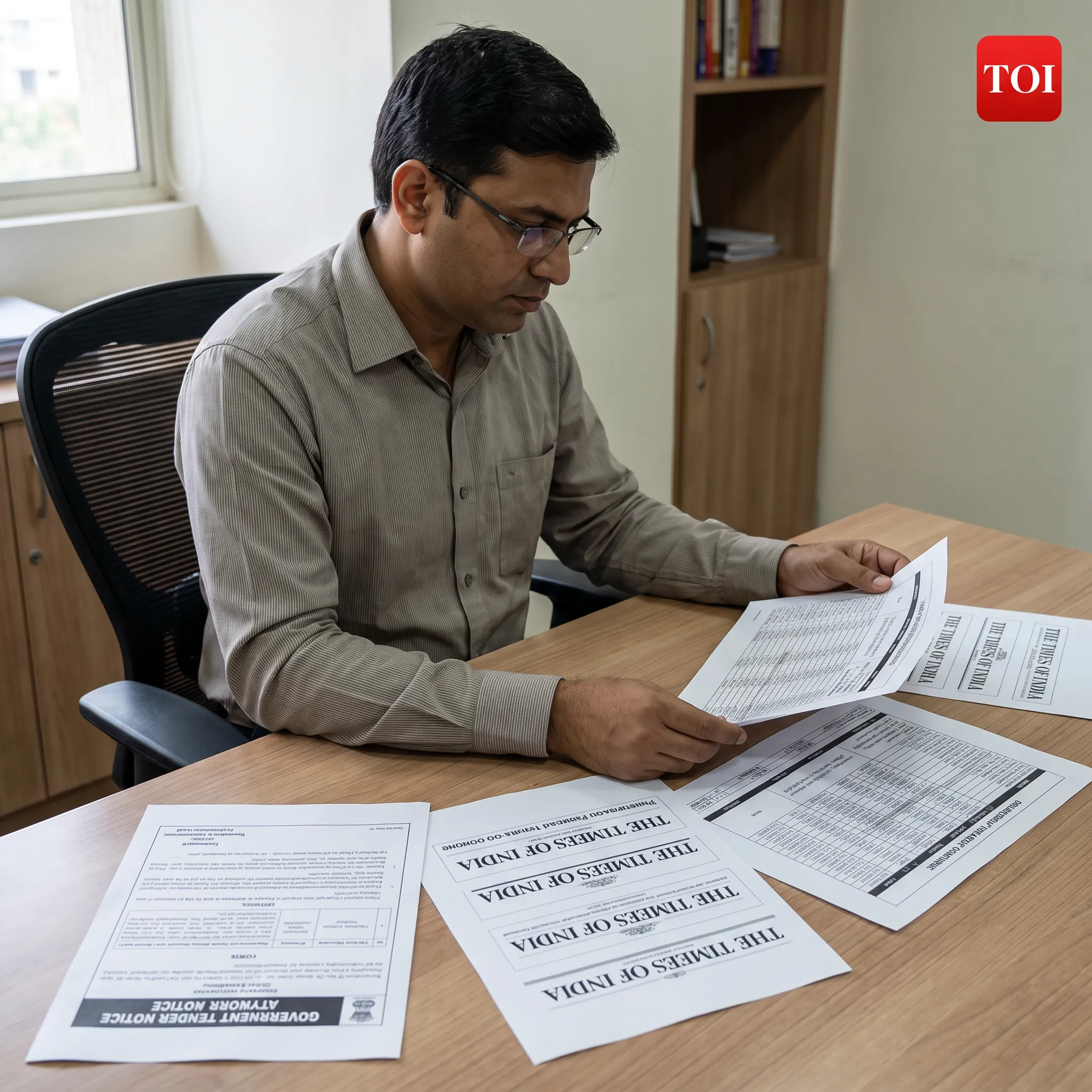 Advertising specialist planning a government tender notice for newspaper publication