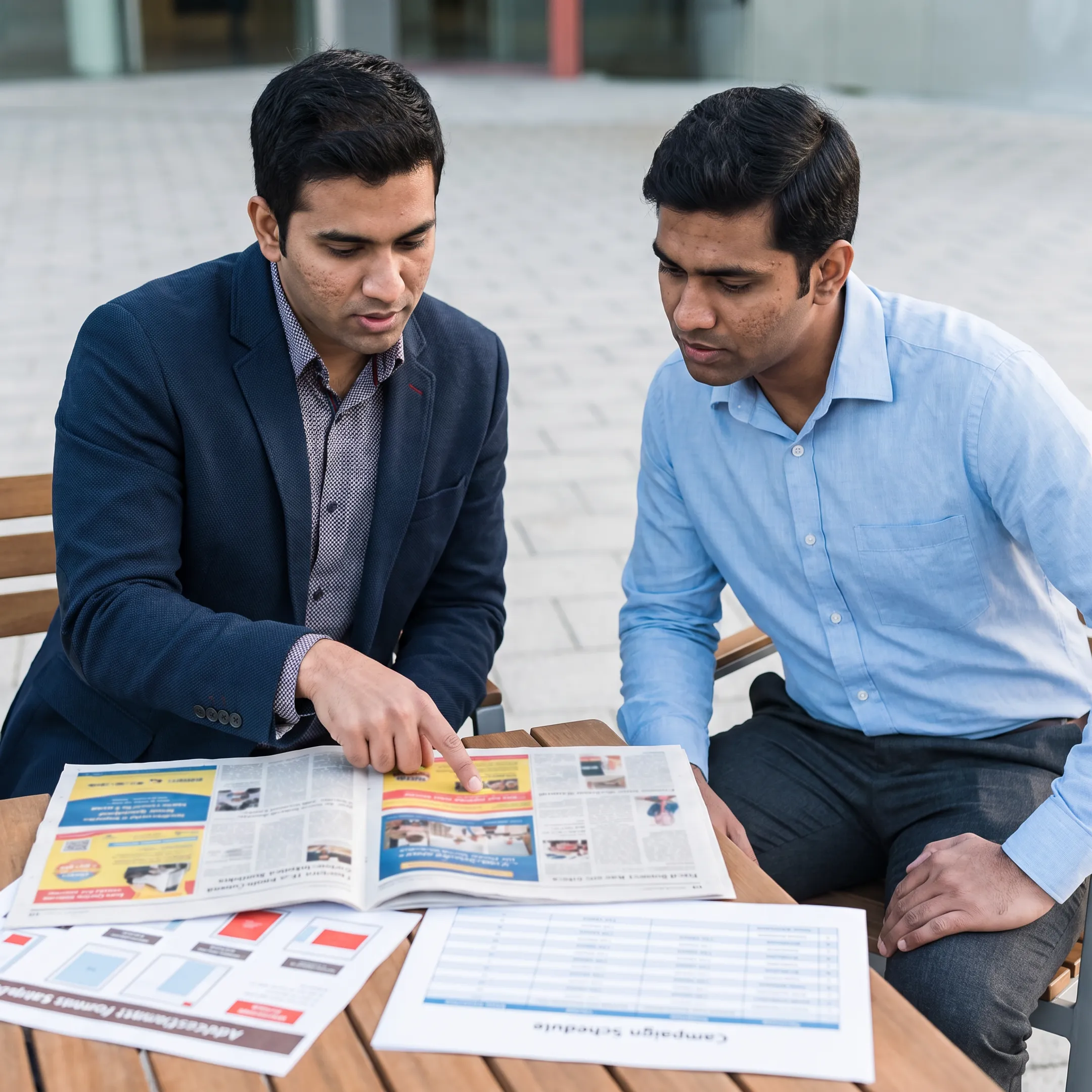Advertising specialist reviewing a newspaper media plan