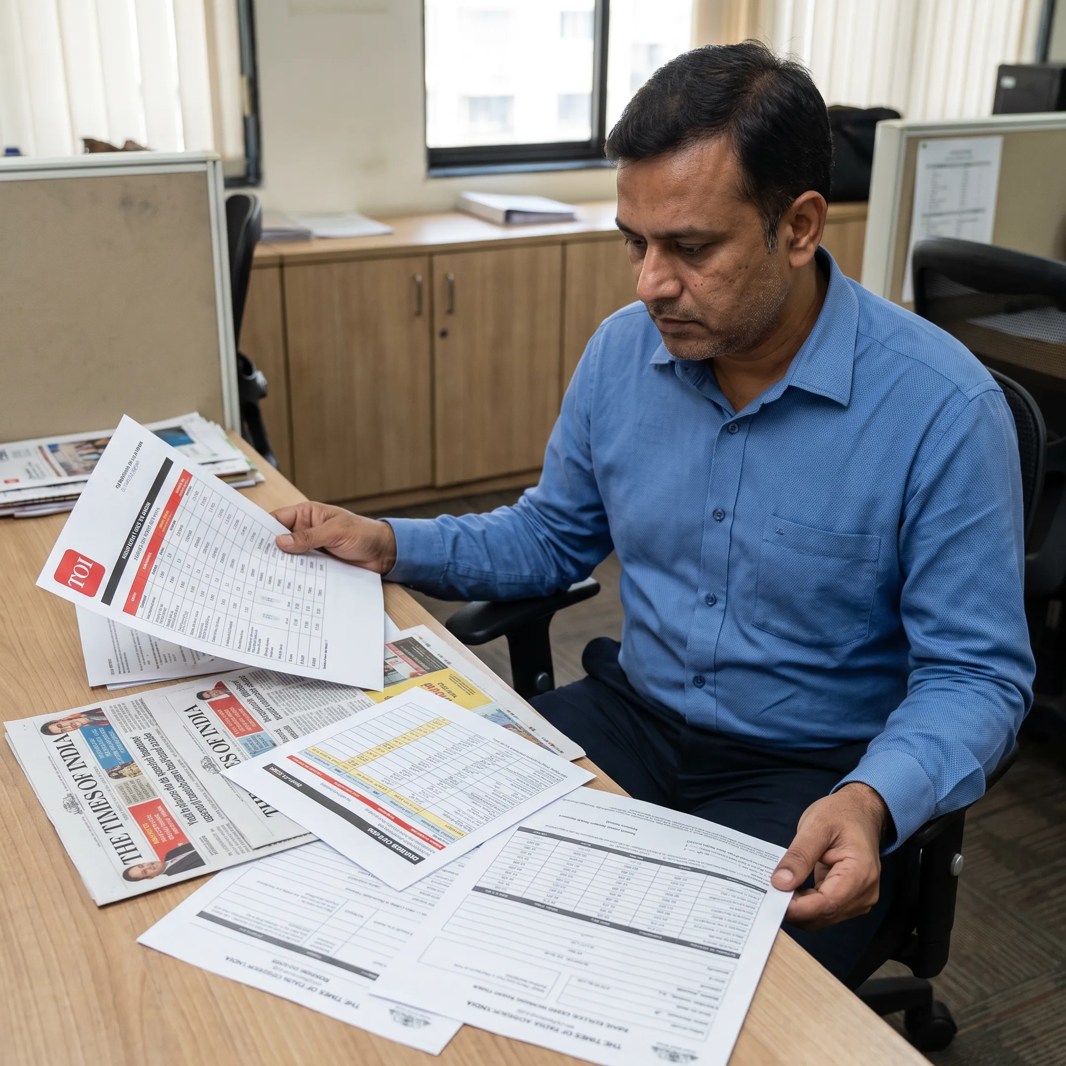 Advertising professional planning a Times of India newspaper advertisement online