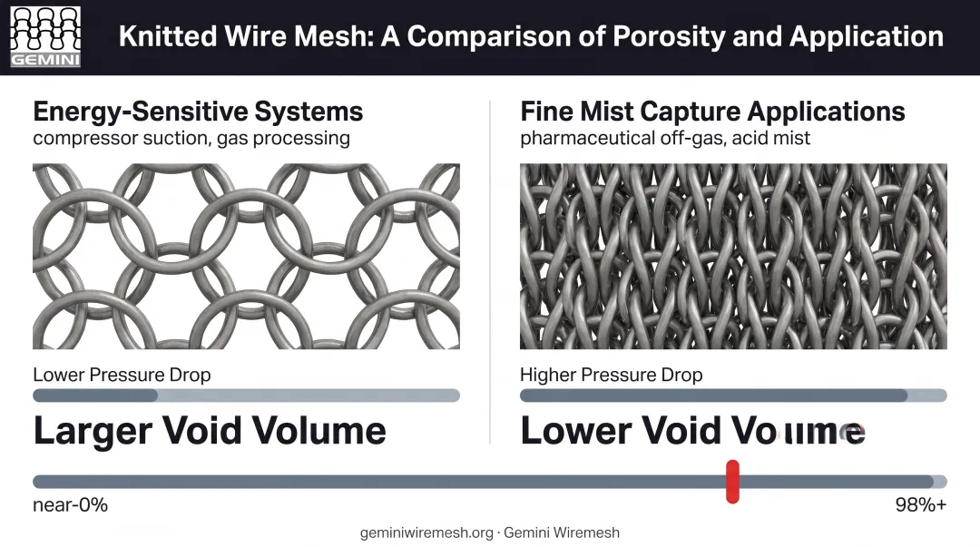 mesh density versus pressure drop tradeoff for energy-sensitive versus fine mist applications