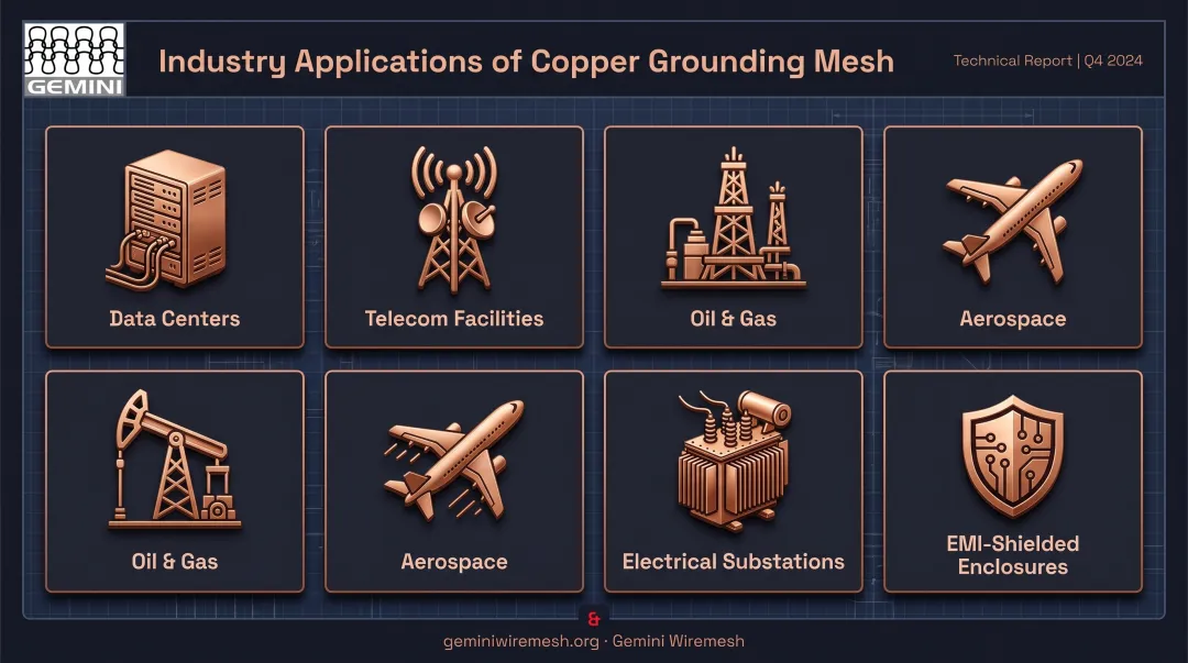 Industries and applications using copper grounding mesh across sectors
